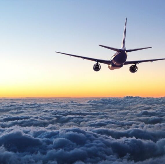 44439654 - plane flying away in the sky 44439654 - plane flying away in the sky
