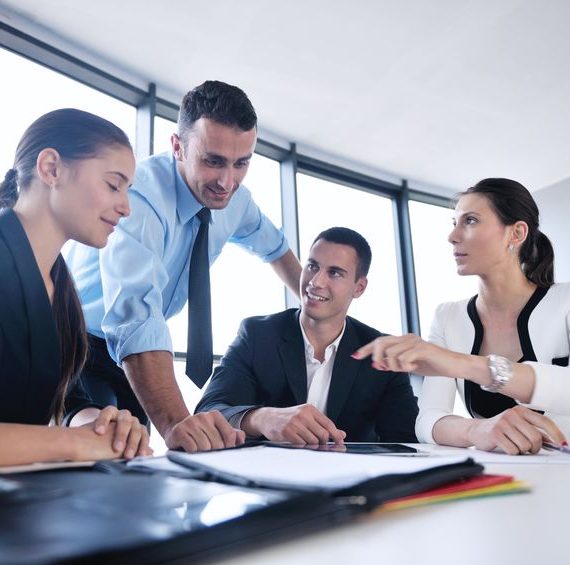 22395380 - group of happy young business people in a meeting at office fault tree software and fta software