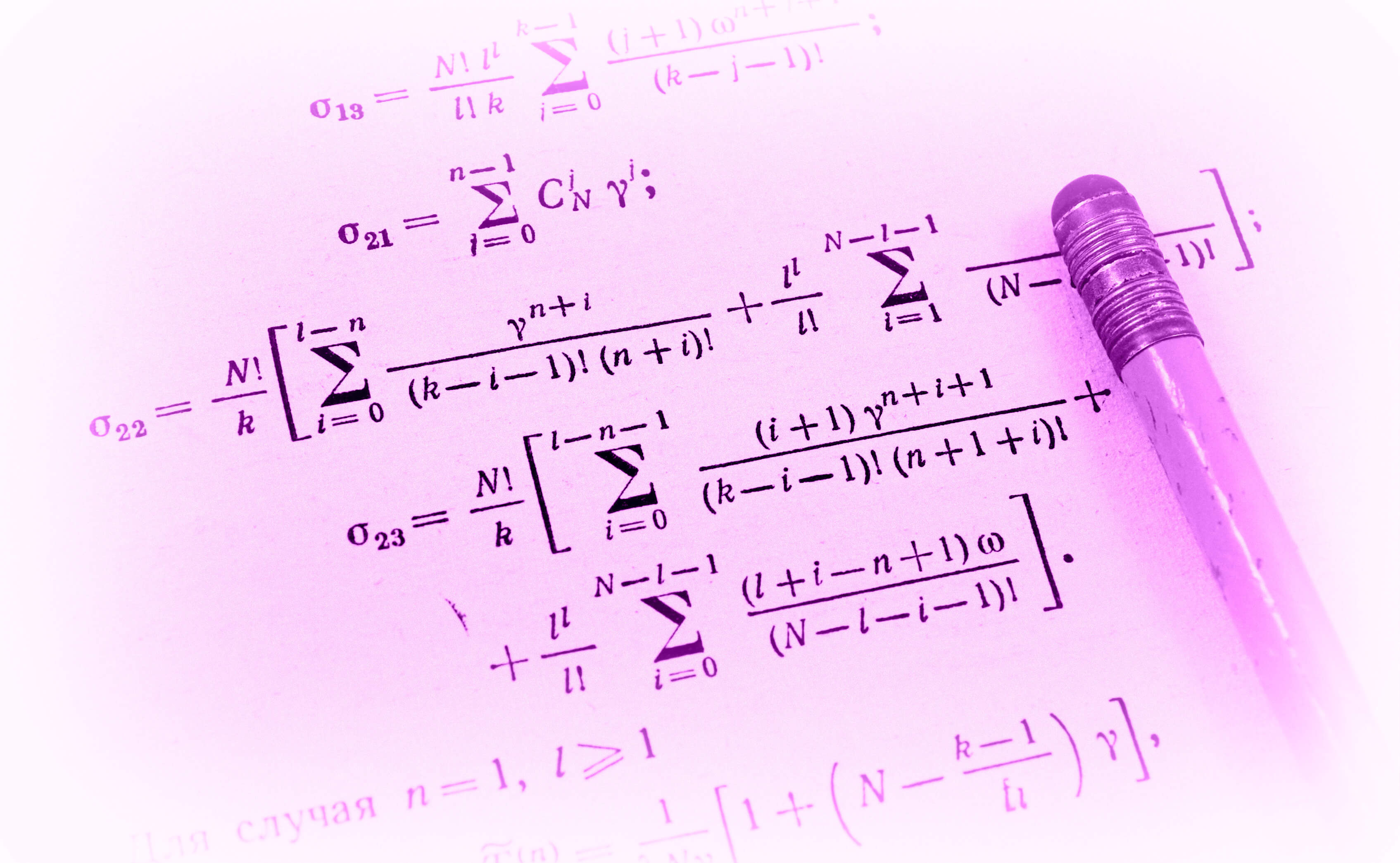 Mathematical equations on paper