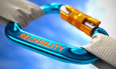 Carabiner engraved with the word Reliability