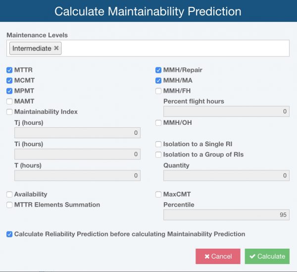 Relyence Maintainability Prediction Calculations